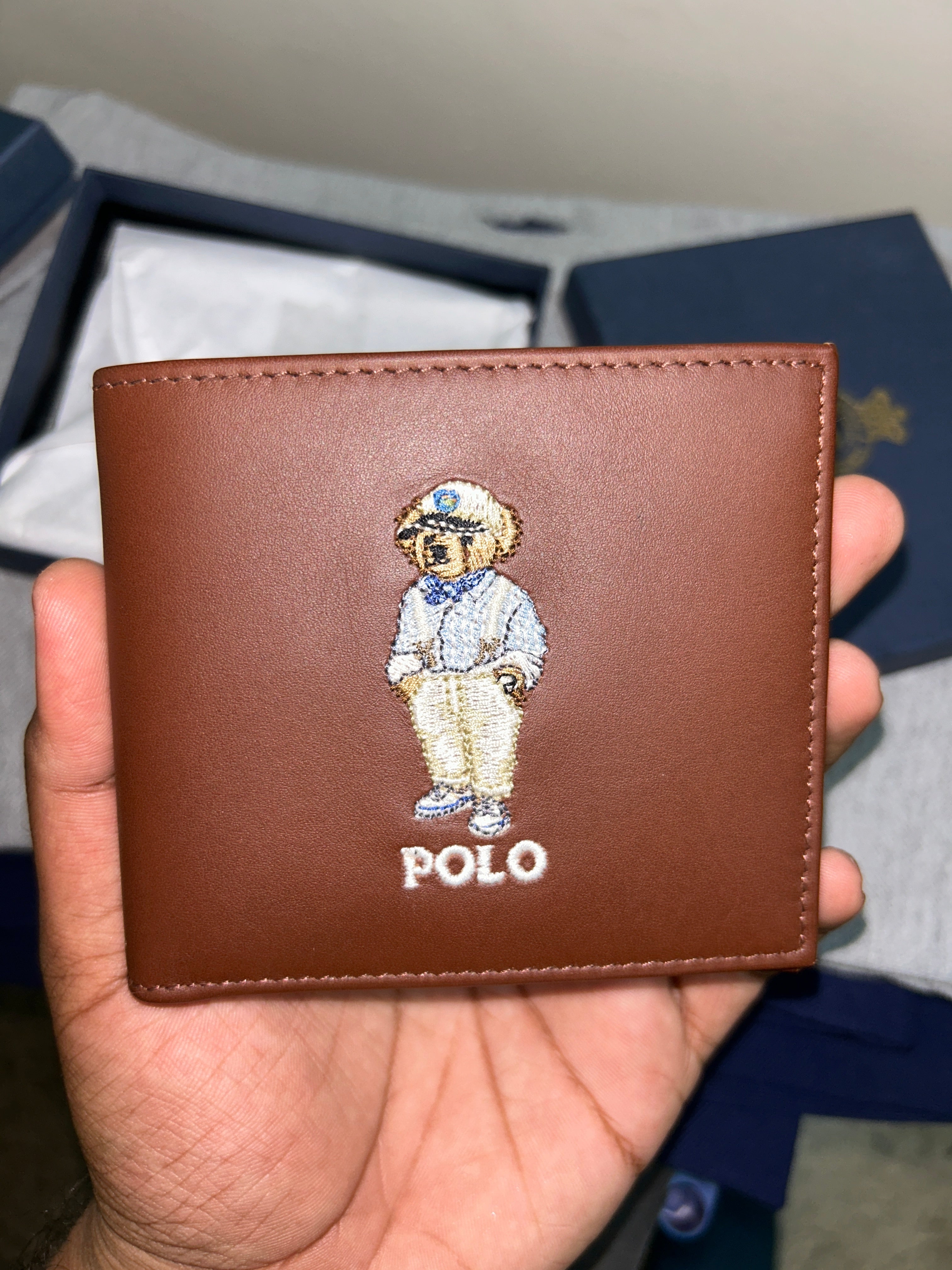 A Polo Ralph Lauren Polo Bear Leather Wallet
