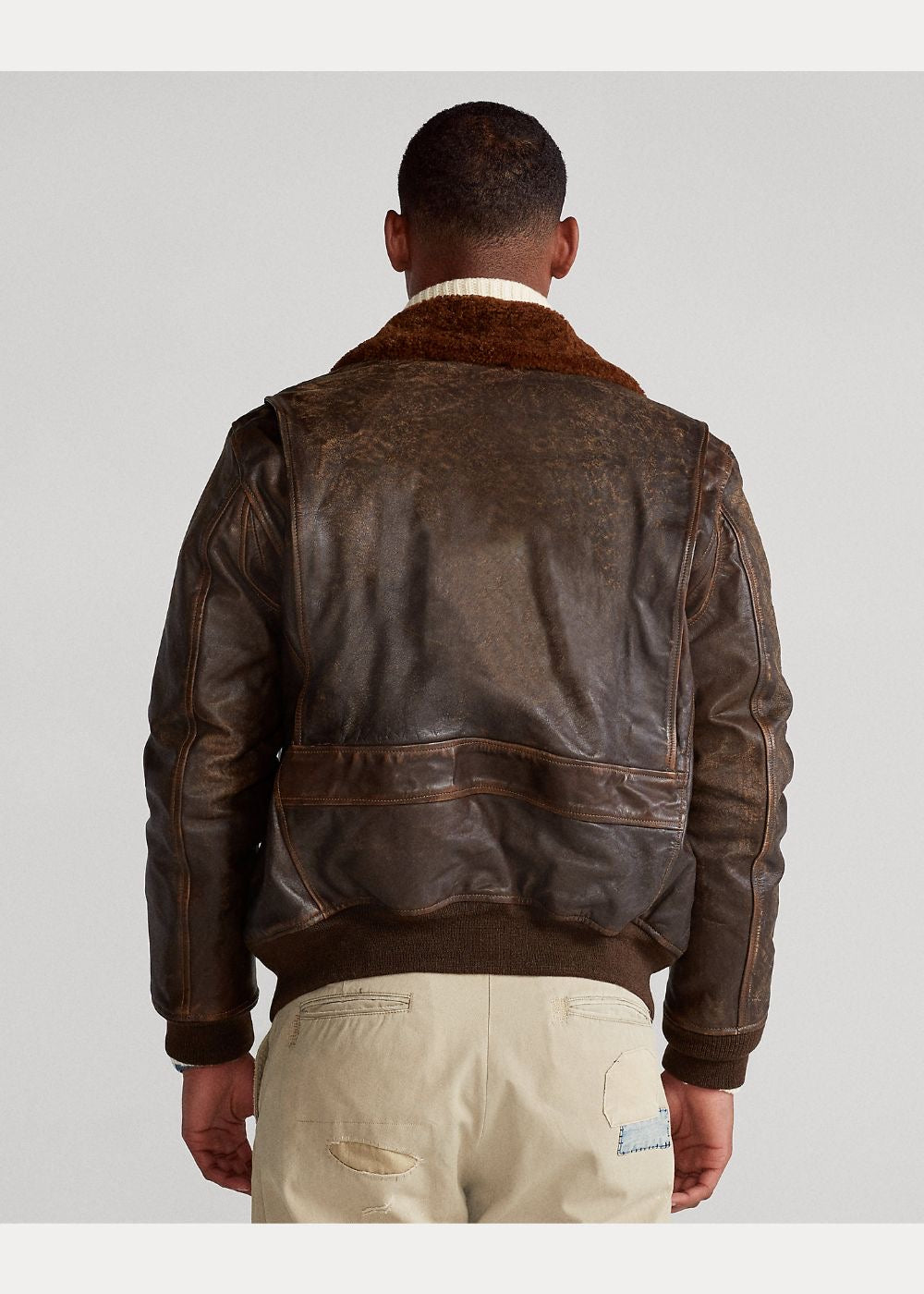 Polo Ralph Lauren Leather Shearling Bomber Jacket RRL Top Gun Coat