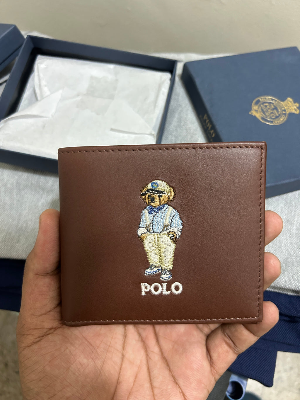 A Polo Ralph Lauren Polo Bear Leather Wallet