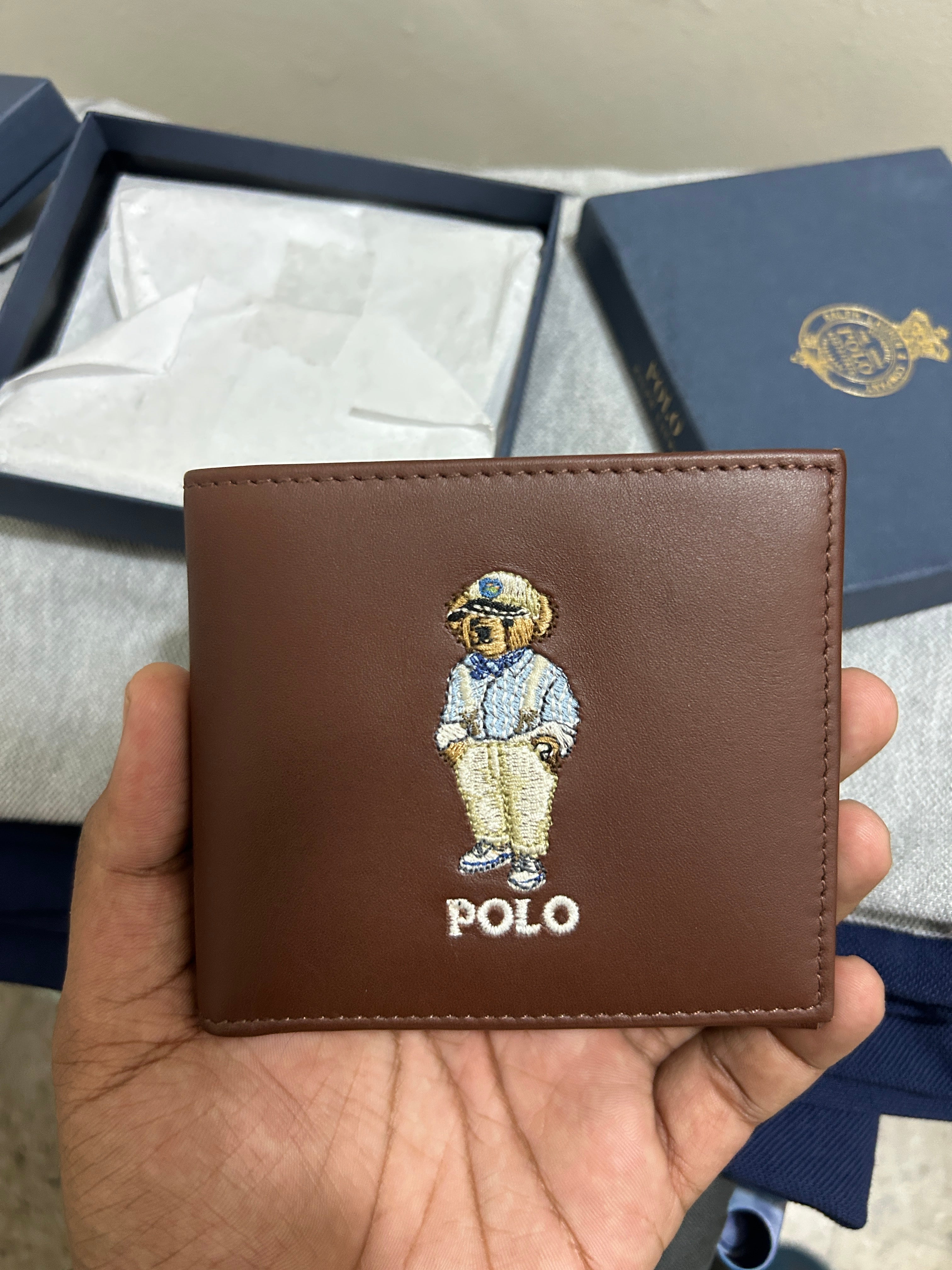 A Polo Ralph Lauren Polo Bear Leather Wallet