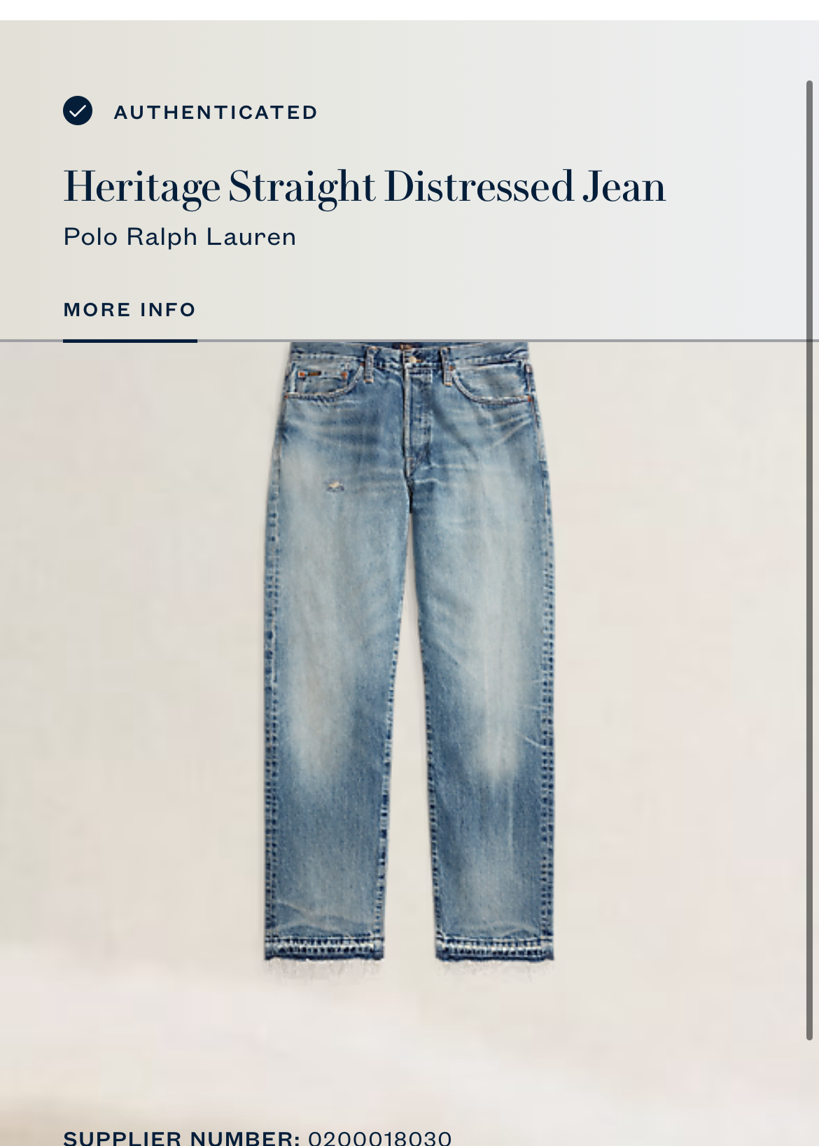 Ralph Lauren Heritage Straight Fit Denim Sourced from Turkey